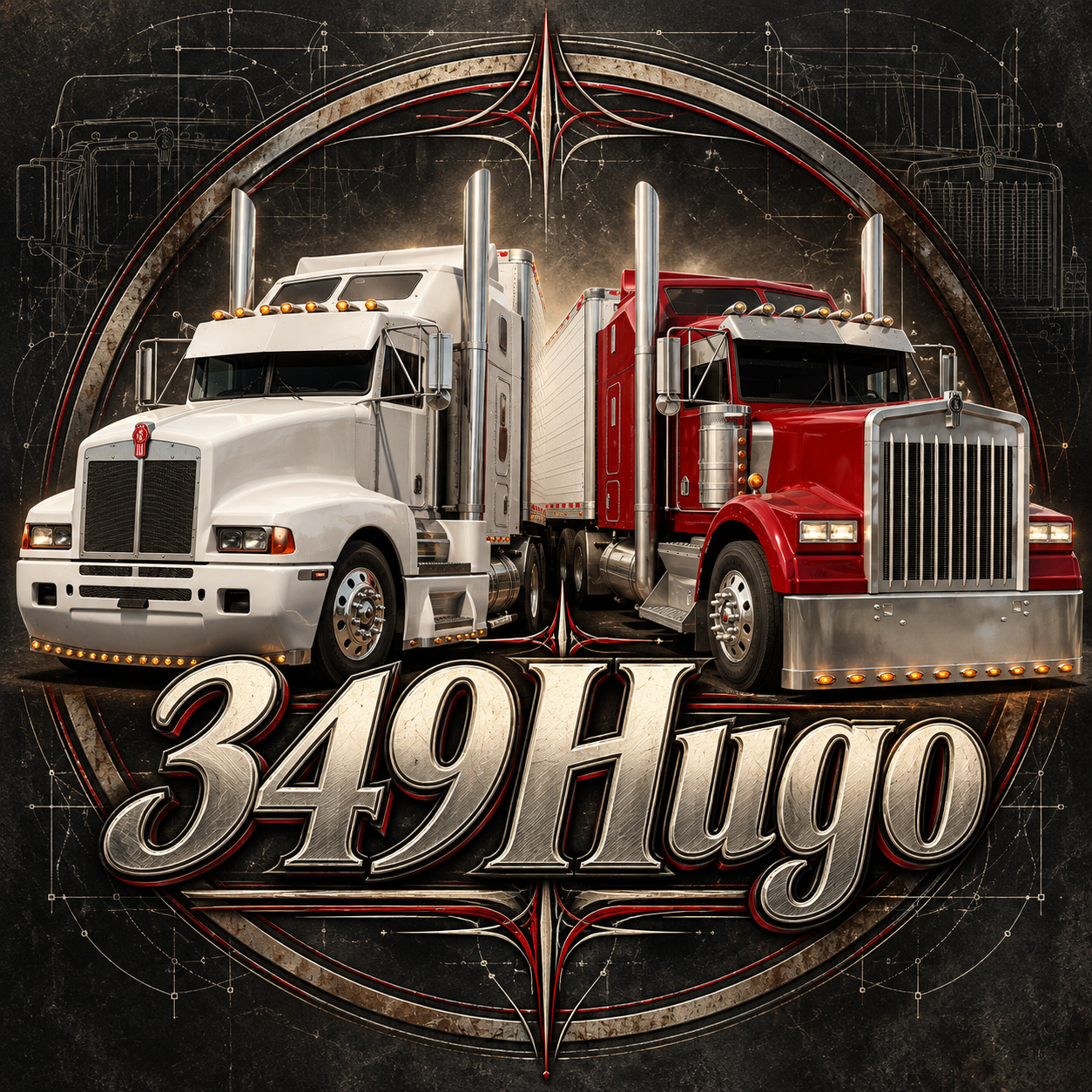 349Hugo, camiones y emblema del creador